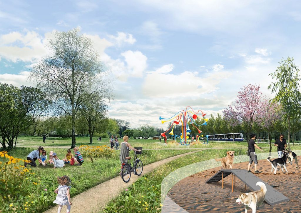 Apkaimes centrs - Ķengarags (Ķengarags) - Kita atvira erdvė, Parkas, Gatvė - vizualizacija