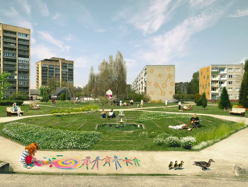 Apkaimes centrs - Ķengarags (Ķengarags) - Kita atvira erdvė, Parkas, Gatvė - vizualizacija