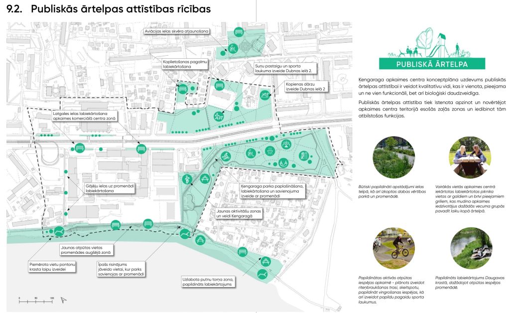Apkaimes centrs - Ķengarags (Ķengarags) - Kita atvira erdvė, Parkas, Gatvė - vizualizacija