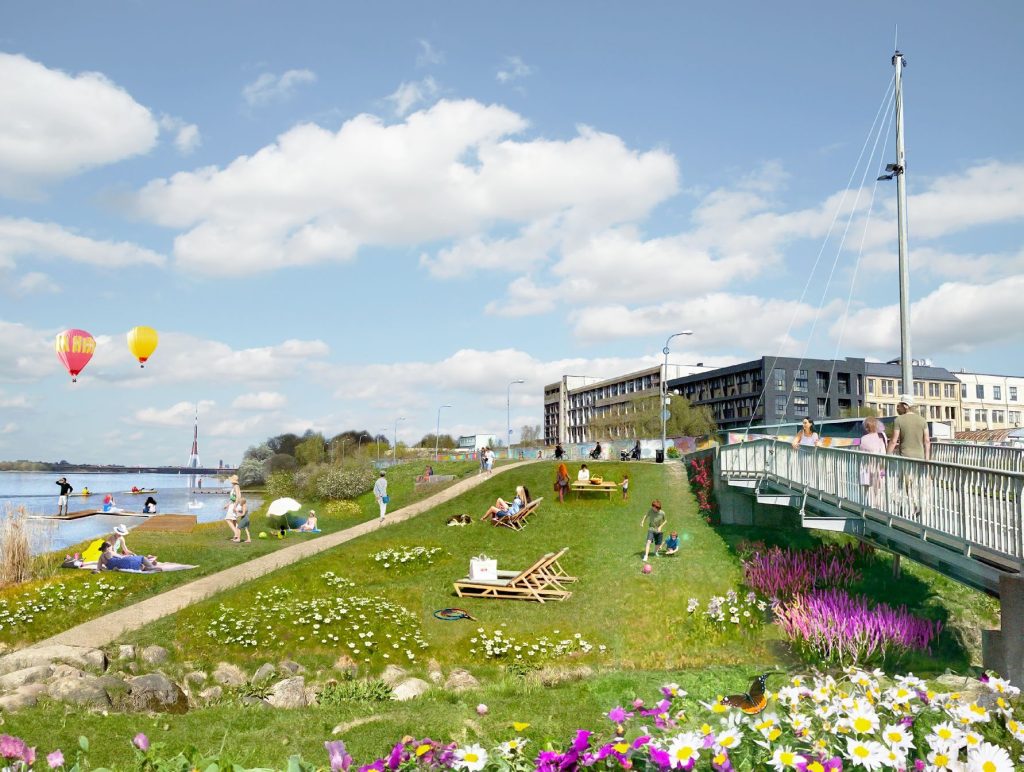 Ķengaraga apkaimes centrs - Promenādes posma attīstība (Latgales iela 322) - Park, Waterside - visualization