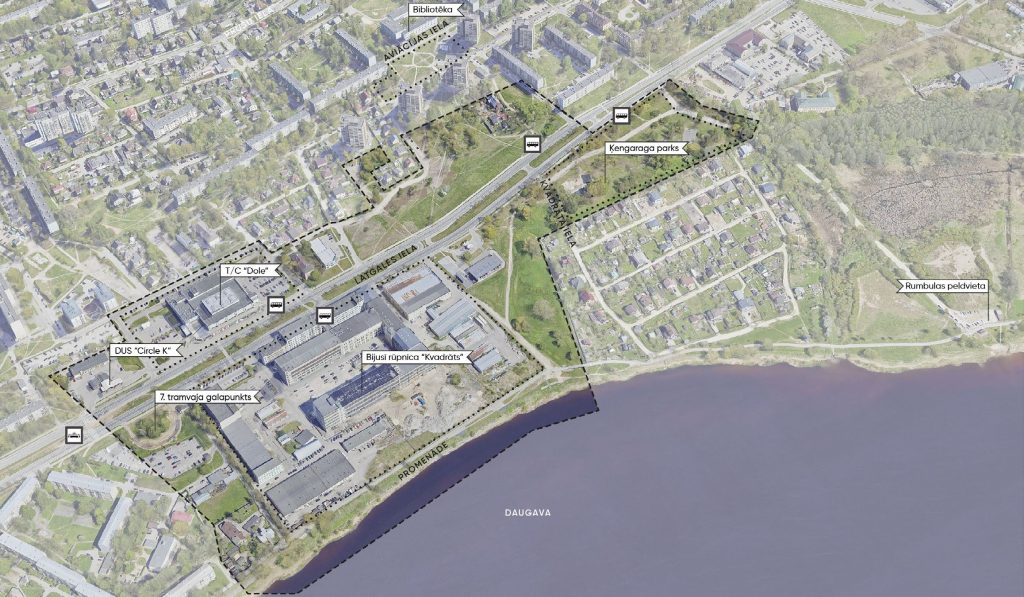 Apkaimes centrs - Ķengarags (Ķengarags) - Kita atvira erdvė, Parkas, Gatvė - vizualizacija