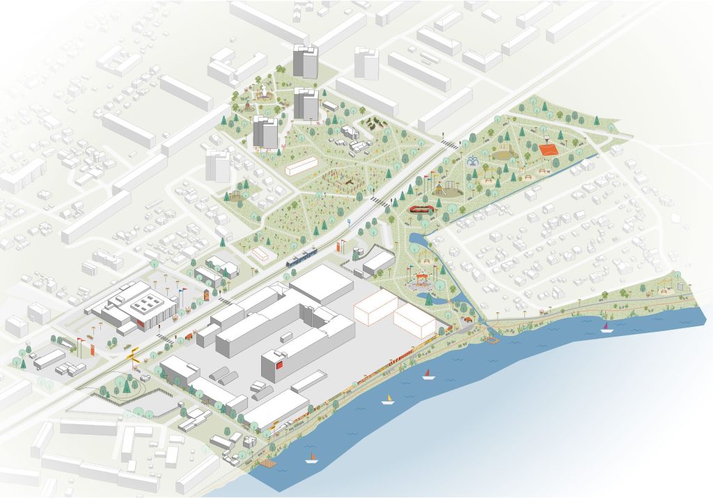 Apkaimes centrs - Ķengarags (Ķengarags) - Kita atvira erdvė, Parkas, Gatvė - vizualizacija