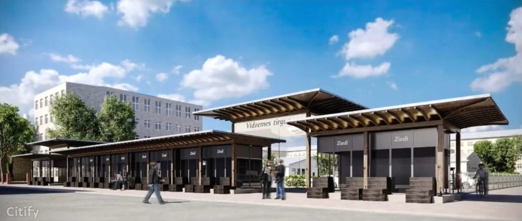 Vidzemes tirgus - Kvartāla attīstība (Brīvības iela 90A) - Maitinimo įstaiga, Turgus, Kita komercija, Kitas kultūros ar pramogų objektas - vizualizacija