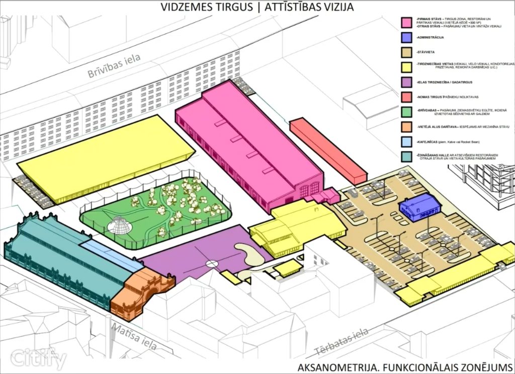 Vidzemes tirgus - Kvartāla attīstība (Brīvības iela 90A) - Maitinimo įstaiga, Turgus, Kita komercija, Kitas kultūros ar pramogų objektas - vizualizacija