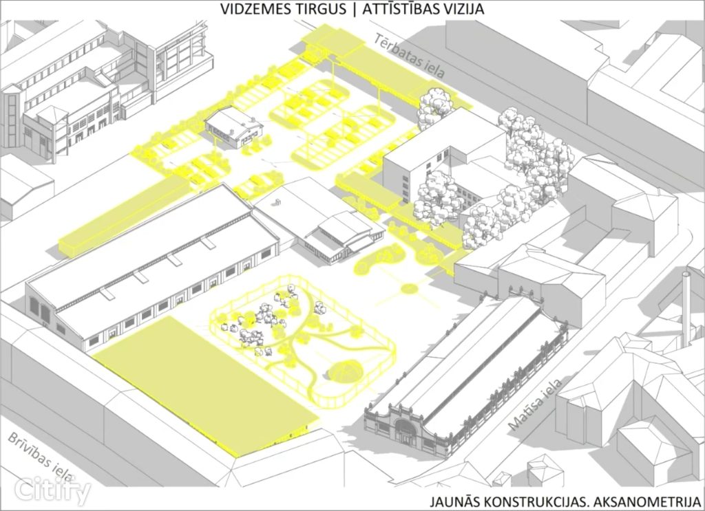 Vidzemes tirgus - Kvartāla attīstība (Brīvības iela 90A) - Maitinimo įstaiga, Turgus, Kita komercija, Kitas kultūros ar pramogų objektas - vizualizacija