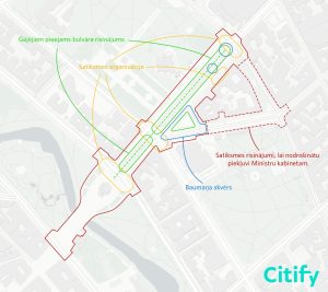 Brīvības laukuma un Baumaņa skvēra attīstība vizualizācija