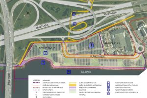 Krasta City - Velosatiksmes, Gājēju un Sabiedriskā Transporta Organizācija (Krasta iela 1) - Velosipēdu ceļš, Gājēju ceļš