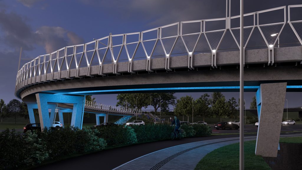 Krasta City - Velosatiksmes, Gājēju un Sabiedriskā Transporta Organizācija (Krasta iela 1) - Velosipēdu ceļš, Gājēju ceļš - vizualizācija