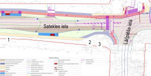 Satekles ielas krustojums un sabiedriskā transporta pieturvieta (Satekles iela) - Tänav
