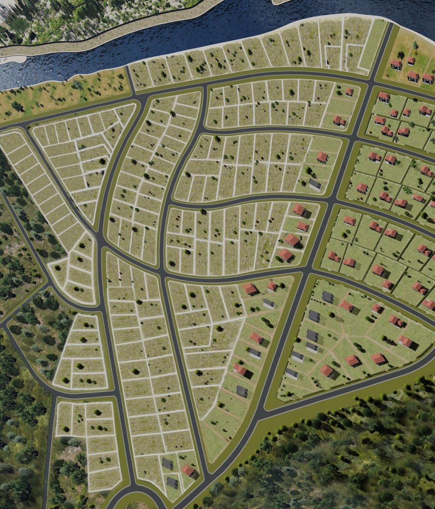 Juglasciems - 1. kārta (Sidraburgas iela 1) - Sklypų kvartalas, Privačių namų kvartalas - vizualizacija