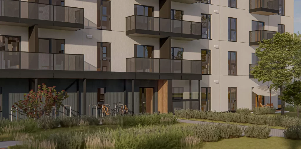 Mūkusalas pagalmi - 3. kārta, 3. ēka (Skaistkalnes ielā 1C) - Daudzdzīvokļu nams - vizualizācija