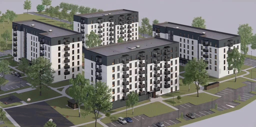 Mūkusalas pagalmi - 3. kārta, 3. ēka (Skaistkalnes ielā 1C) - Daudzdzīvokļu nams - vizualizācija