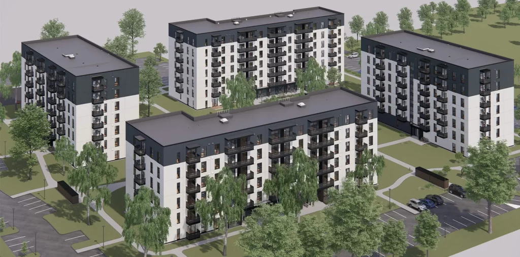 Mūkusalas pagalmi - 3. kārta, 3. ēka (Skaistkalnes ielā 1C) - Daudzdzīvokļu nams - vizualizācija