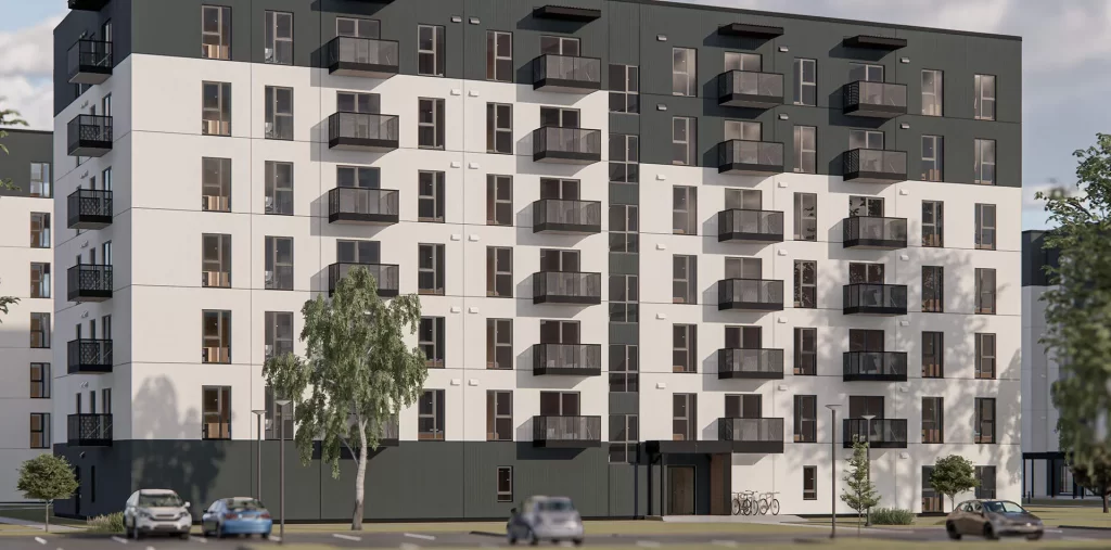 Mūkusalas pagalmi - 3. kārta, 3. ēka (Skaistkalnes ielā 1C) - Daudzdzīvokļu nams - vizualizācija