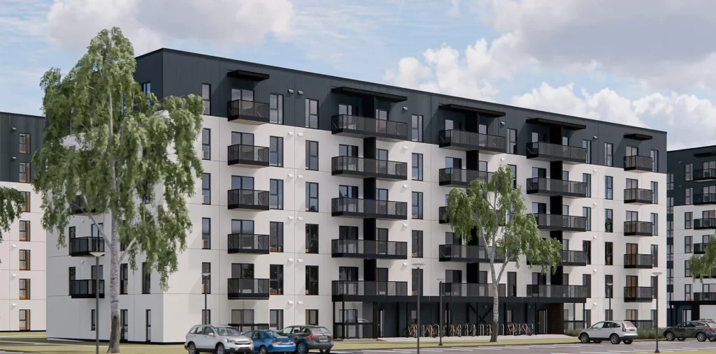 Mūkusalas pagalmi - 3. kārta, 3. ēka (Skaistkalnes ielā 1C) - Daudzdzīvokļu nams - vizualizācija