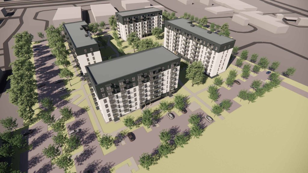 Mūkusalas pagalmi - 3. kārta, 3. ēka (Skaistkalnes ielā 1C) - Daudzdzīvokļu nams - vizualizācija