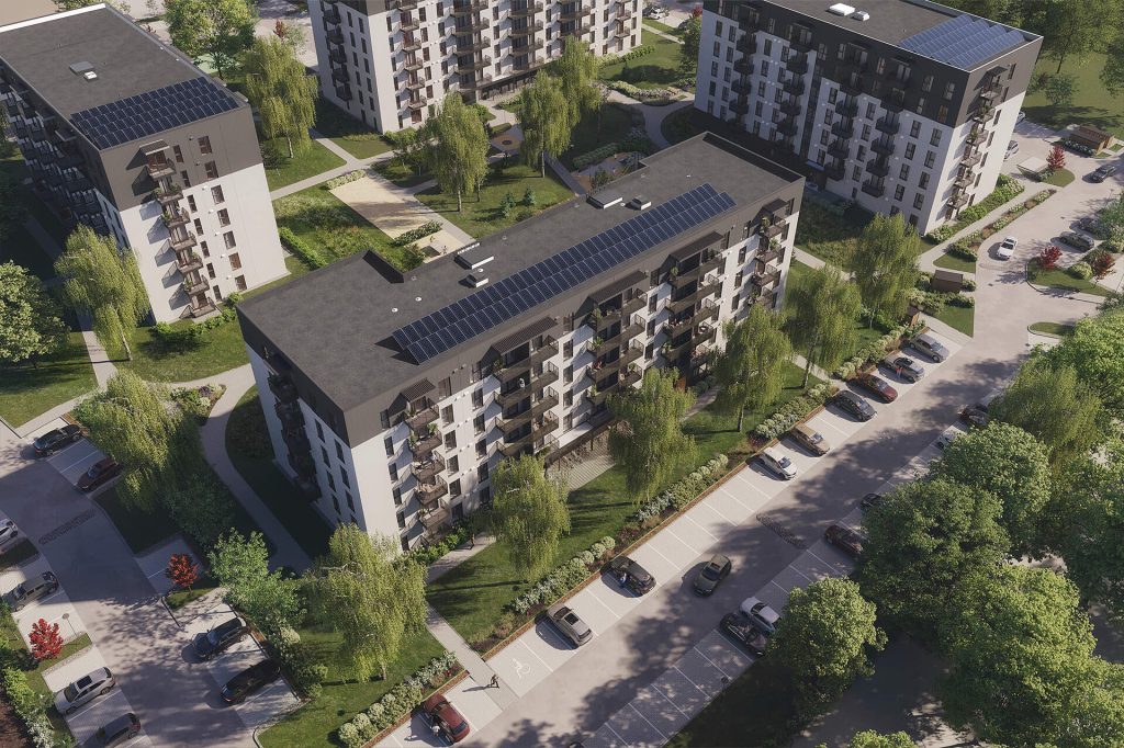 Mūkusalas pagalmi - 1. kārta, 1. ēka (Skaistkalnes ielā 1A) - Daudzdzīvokļu nams - vizualizācija