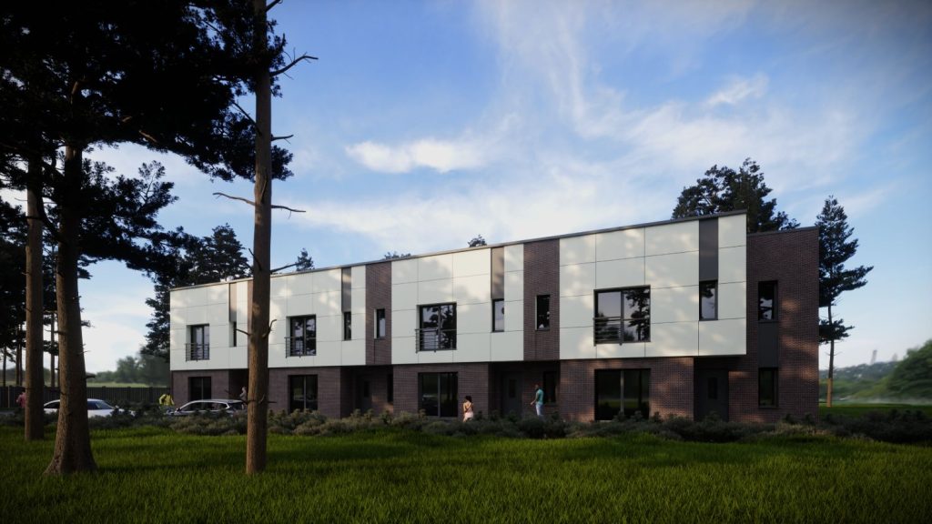 Mežaparka ozoli (Kokneses prospekts 6) - Rindu mājas - vizualizācija