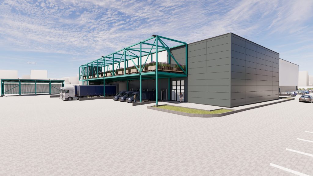 "GEMOSS" noliktavas un biroja jaunbūve (Mūkusalas iela 75A) - Sandėlys / Platinimo centras - vizualizacija