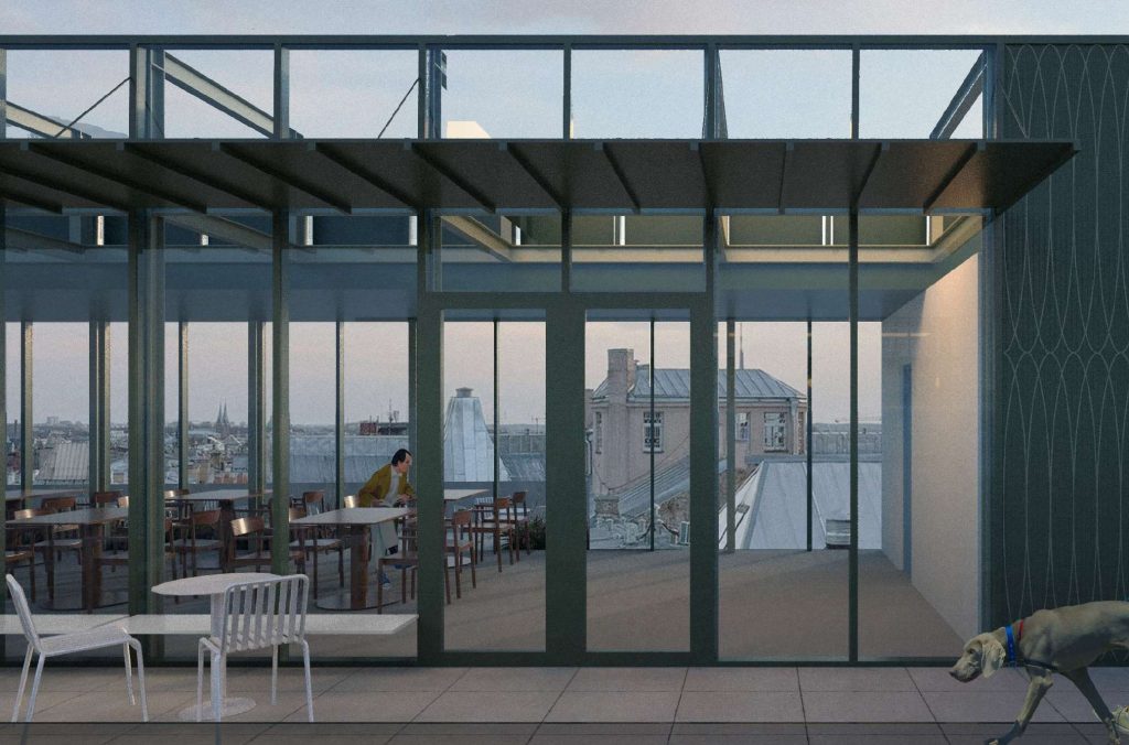 Galleria Riga jumta terase (Dzirnavu iela 67) - Ēdināšanas pakalpojumi, Cita komerciāla - vizualizācija