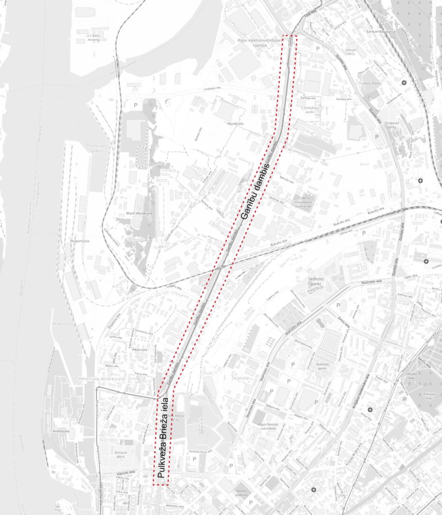 Gājēju un velosipēdistu ceļš Ganību dambī ielā (Ganību dambīs) - Bike path, Pedestrian path - visualization
