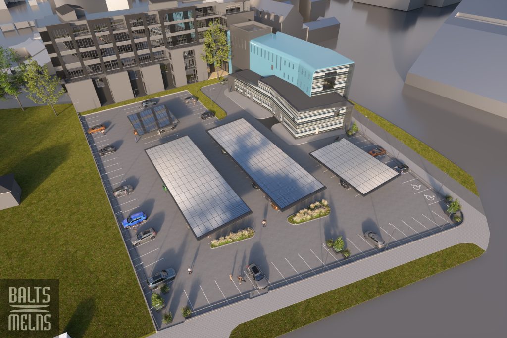 Saules elektrostacija - Mūkusalas iela 5 (Mūkusalas iela 5) - Energy plant, Parking facility - visualization