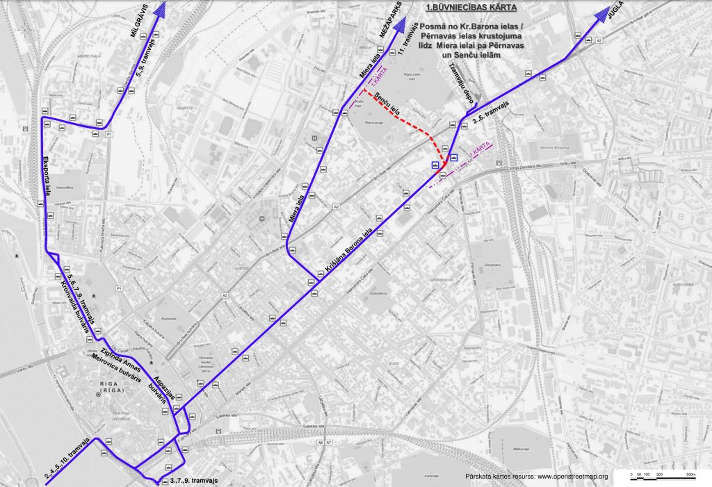 Skanstes tramvaja līnija - Miera iela līdz Krišjāņa Barona ielai izbūve (Pērnavas iela, Senču iela) - Railroad - visualization