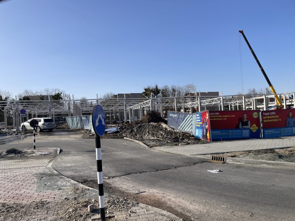 LIDL ir prekybos centras Vytauto g. 111B (Vytauto g. 111, 111B) - Nepārtikas veikals, Tirdzniecības centrs - būvdarbu attēli