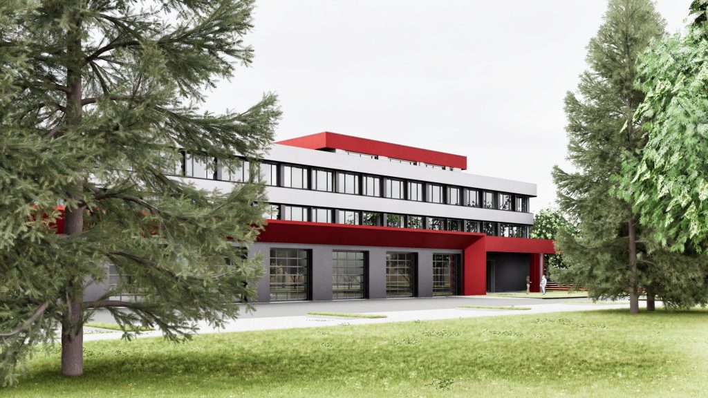 Valsts ugunsdzēsības un glābšanas dienesta Ugunsdrošības un civilās aizsardzības koledžas mācību komplekss (Krustpils iela 10) - Augstākā izglītība - vizualizācija