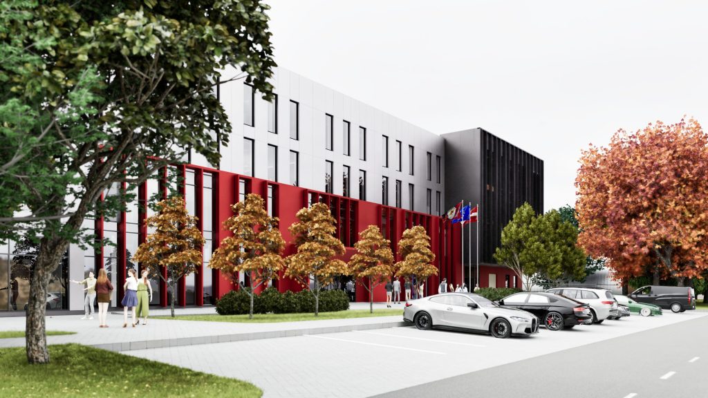 Valsts ugunsdzēsības un glābšanas dienesta Ugunsdrošības un civilās aizsardzības koledžas mācību komplekss (Krustpils iela 10) - Augstākā izglītība - vizualizācija