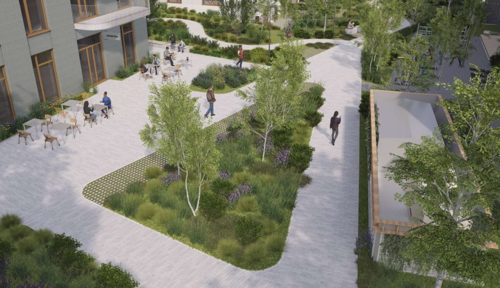 REWO\Leičiai III etapas (Perkūnkiemio g. 32) - Daudzdzīvokļu nams, Sporta būve - vizualizācija