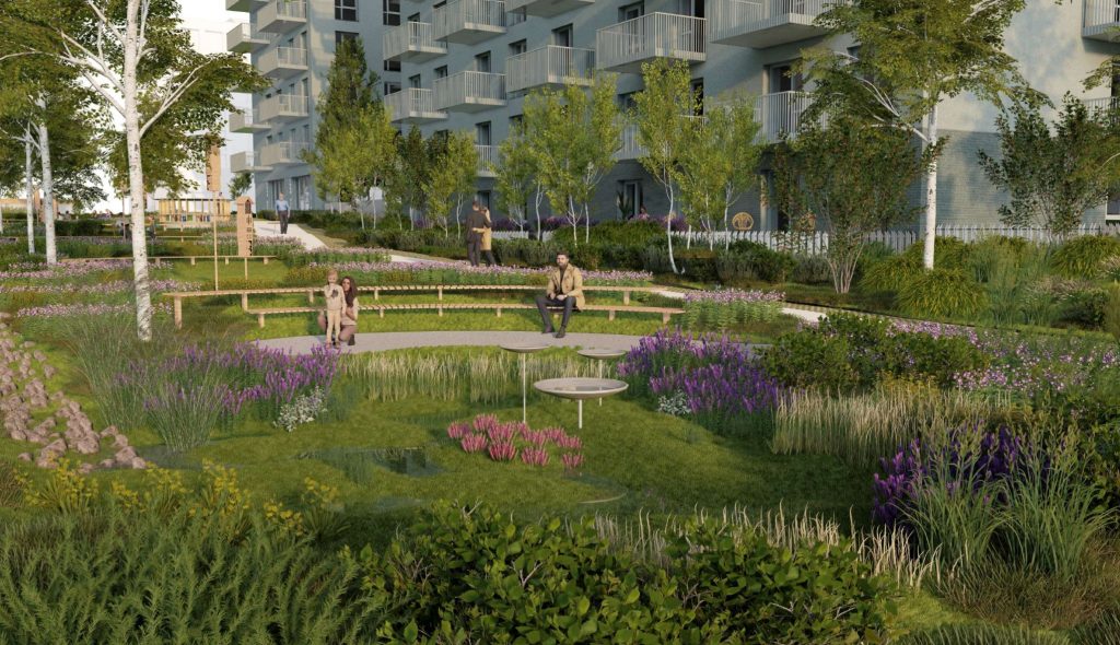 REWO\Leičiai III etapas (Perkūnkiemio g. 32) - Daudzdzīvokļu nams, Sporta būve - vizualizācija