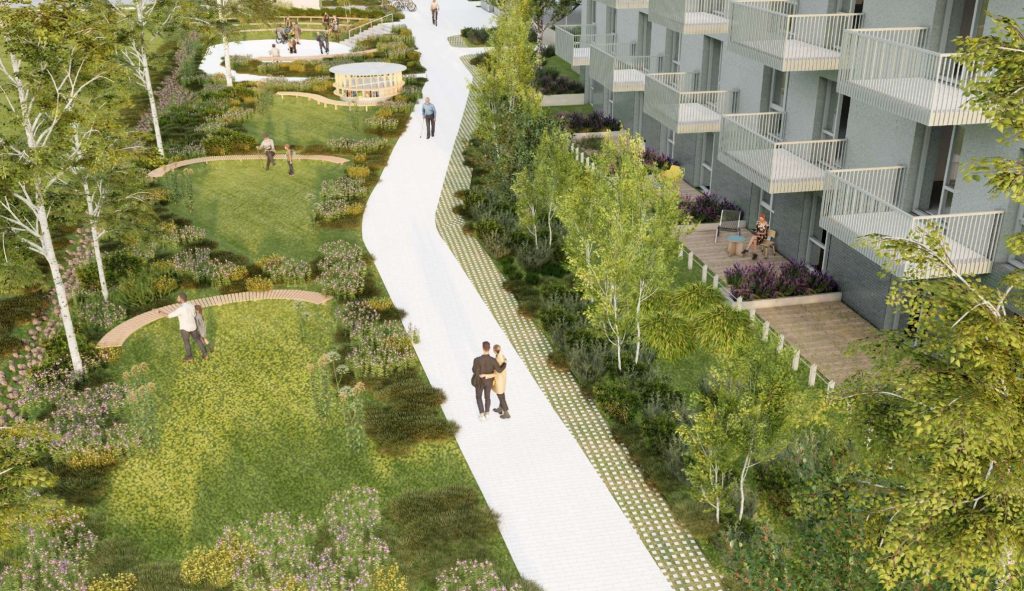 REWO\Leičiai III etapas (Perkūnkiemio g. 32) - Daudzdzīvokļu nams, Sporta būve - vizualizācija