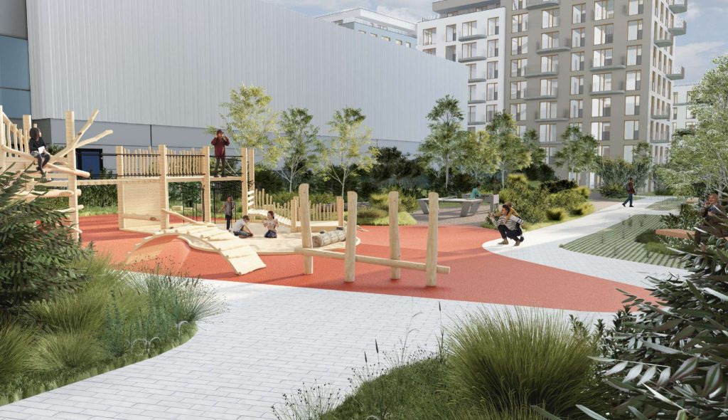 REWO\Leičiai III etapas (Perkūnkiemio g. 32) - Daudzdzīvokļu nams, Sporta būve - vizualizācija