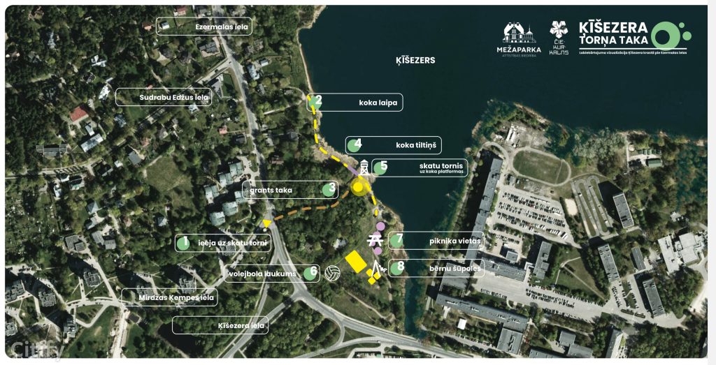 Ķīšezera taka (Ezermalas iela 12) - Pedestrian path, Waterside - visualization