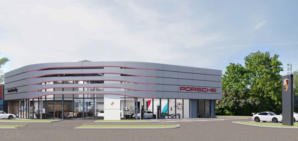 Autobrava dīlercentrs - Porsche autosalons (Kārļa Ulmaņa gatve 96) - Showroom / Service center - visualization