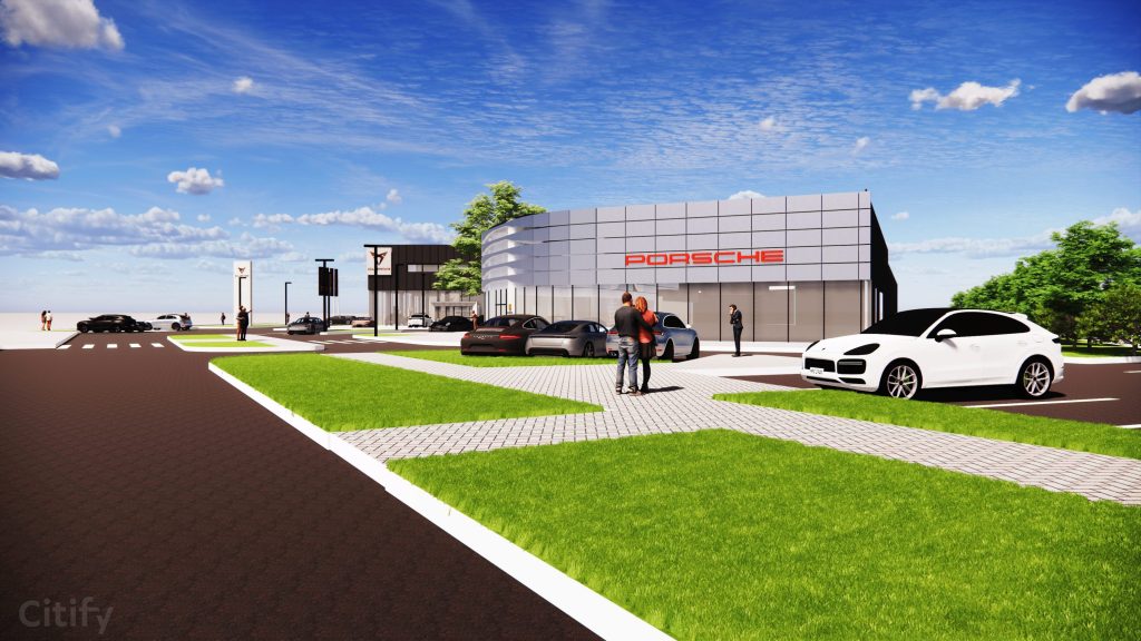 Autobrava dīlercentrs - Porsche autosalons (Kārļa Ulmaņa gatve 96) - Showroom / Service center - visualization