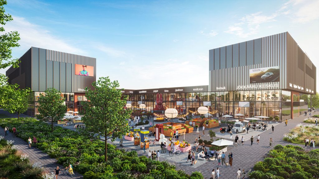 Jõekääru Keskus (Kasvu 1, 5 / Kuuse põik 40, Vae 3, 3a, 3b, 3c) - Toitlustusasutus, Tervisekeskus, Turg, Kaubandus, Büroohoone, Muu äri - visuaalne