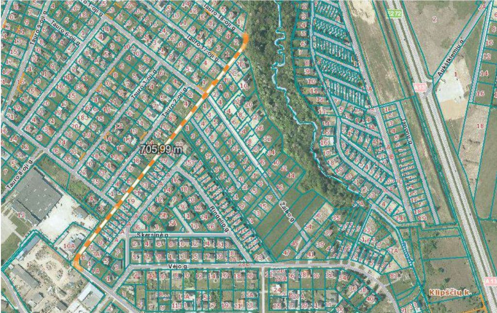 Pravažiuojamasis kelias tarp Debesų g. ir Tauro 18-osios g. (Debesų g., Tauro 18-osios g.) - Road - visualization