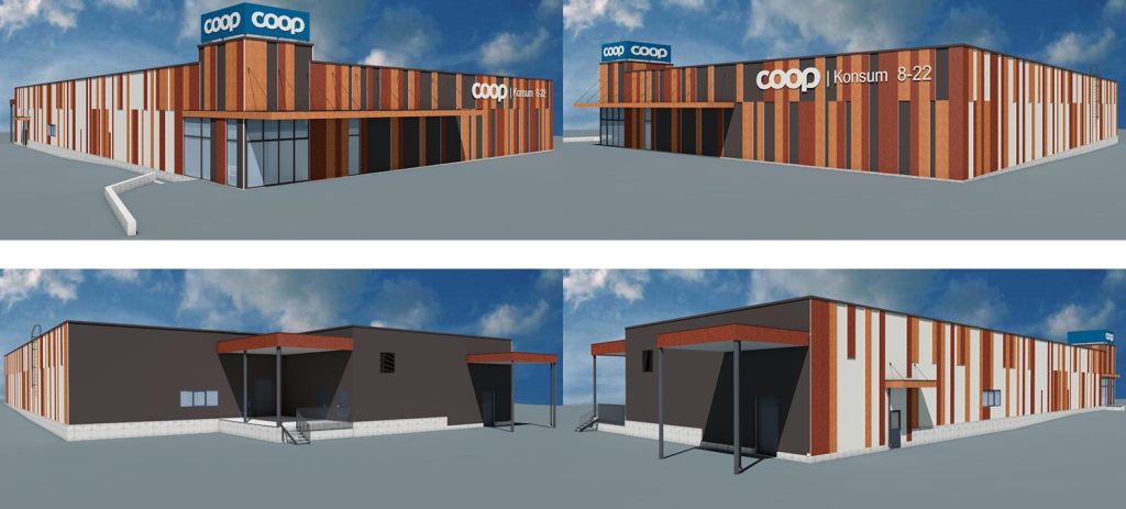 Nõo Coop kauplusehoone laiendamine (Tartu 3) - Maisto parduotuvė - vizualizacija