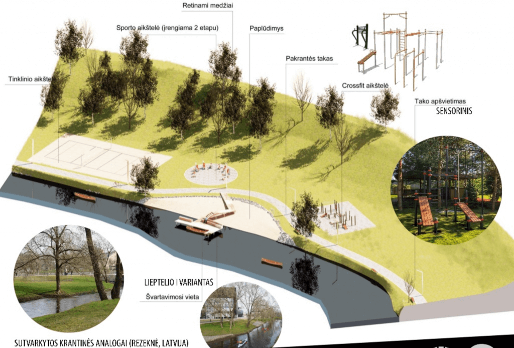 Naujosios Vilnios skveras (Gerovės g.) - Park, Waterside - visualization