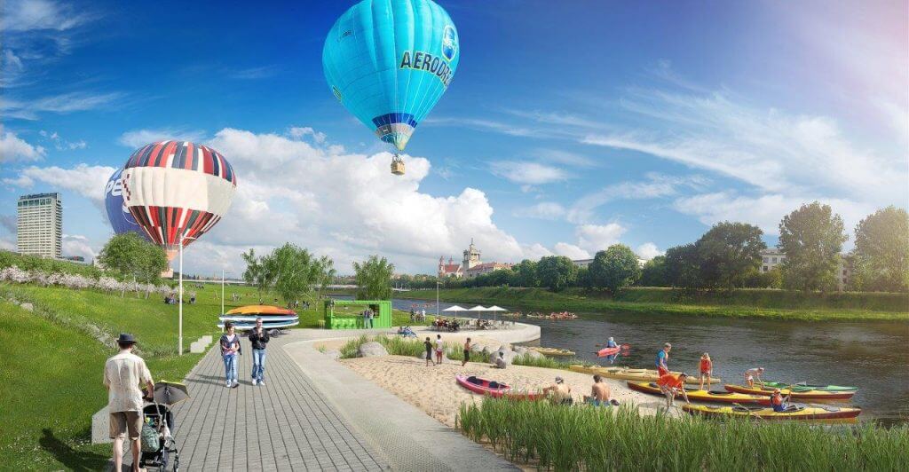 Neries dešiniosios krantinės (Upės g.) - Bike path, Sports field or court, Waterside - visualization