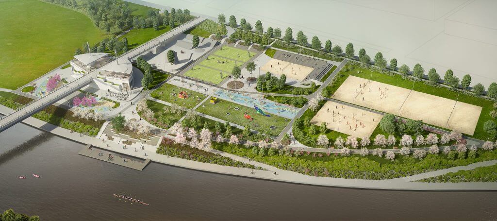 Neries dešiniosios krantinės (Upės g.) - Bike path, Sports field or court, Waterside - visualization