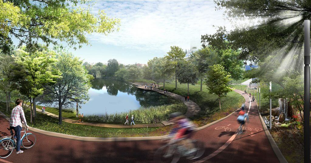 Neries senvagės slėnis (Linkmenų g.) - Bike path, Park - visualization