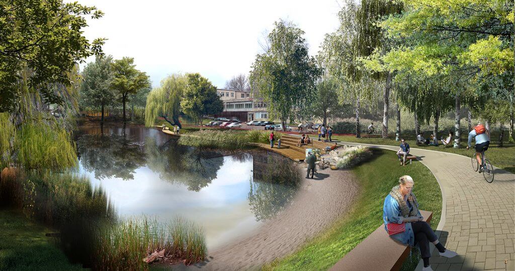 Neries senvagės slėnis (Linkmenų g.) - Bike path, Park - visualization